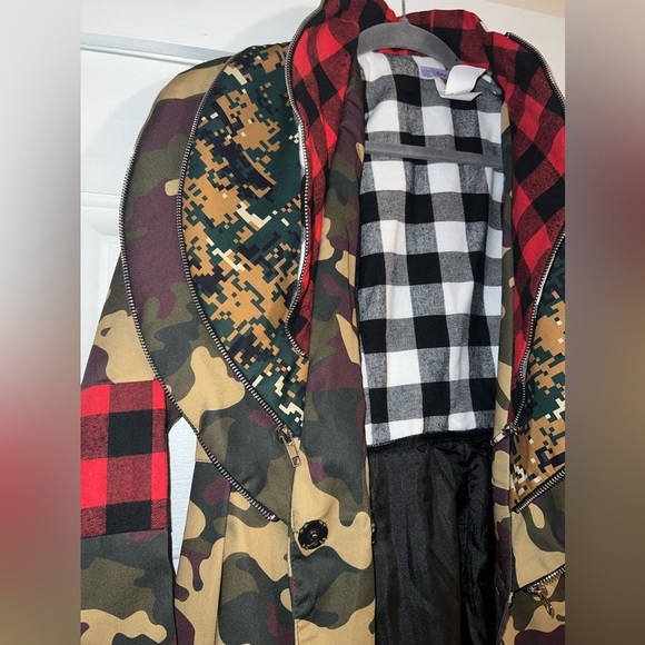Asymmetrical Camo, Plaid, & Sequins Jacket - Picture 6 of 10